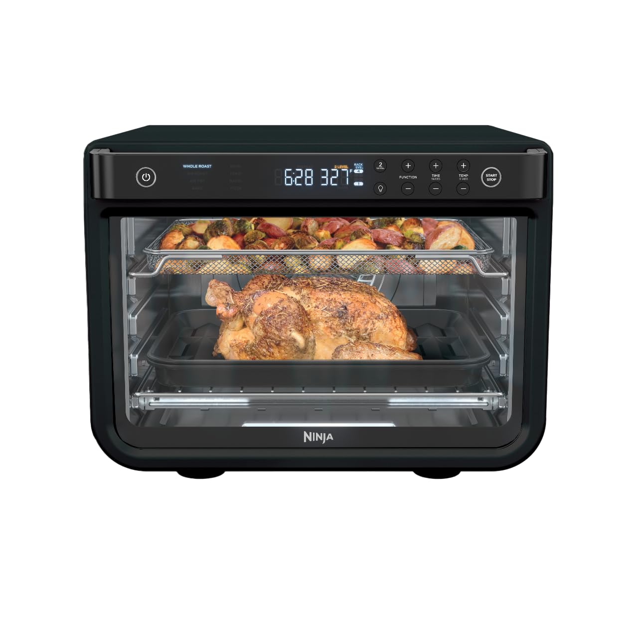 Ninja Air Fryer & Toaster Oven | Prestige Smart XL Countertop Oven | Bakes up to 20 Cookies, Fits up to a 12lb Turkey | Pizza, Toast, Bake, Air Fry & Reheat | 1800 Watts | Stainless Steel | DT501