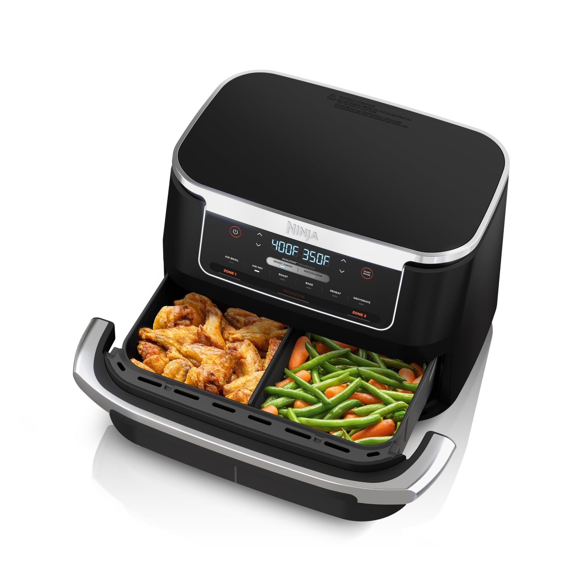 Ninja DZ401 Foodi 10 Quart 6-in-1 DualZone XL 2-Basket Air Fryer with 2 Independent Frying Baskets, Match Cook & Smart Finish to Roast, Broil, Dehydrate for Quick, Easy Family-Sized Meals, Grey