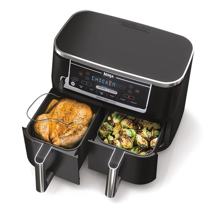 Ninja DZ401 Foodi 10 Quart 6-in-1 DualZone XL 2-Basket Air Fryer with 2 Independent Frying Baskets, Match Cook & Smart Finish to Roast, Broil, Dehydrate for Quick, Easy Family-Sized Meals, Grey